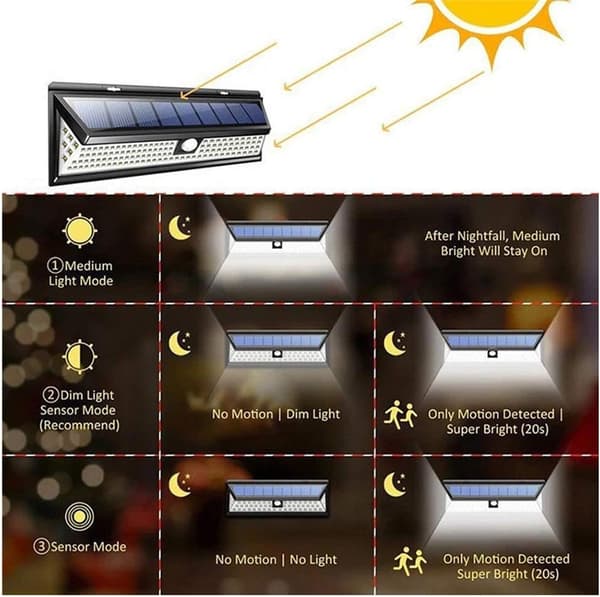 Solar lamp with motion sensor, LED solar powered motion sensor, for garden front door outdoor