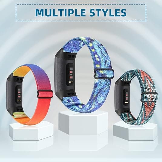 Elastiske Nylonremme Kompatible med Fitbit Charge 5 Urremme til Kvinder, Bløde Strækbare Justerbare Stræk Sports Loop Erstatningsremme