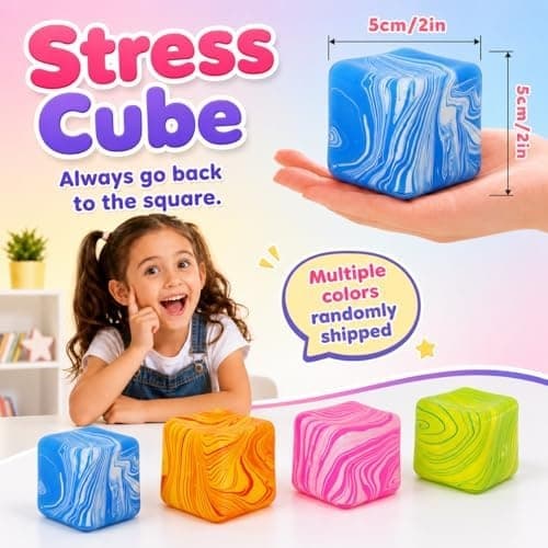 Patterned marble cube, soft stress toy, slow-rising squeeze cube for anxiety relief, sensory squeeze cube (green) Green