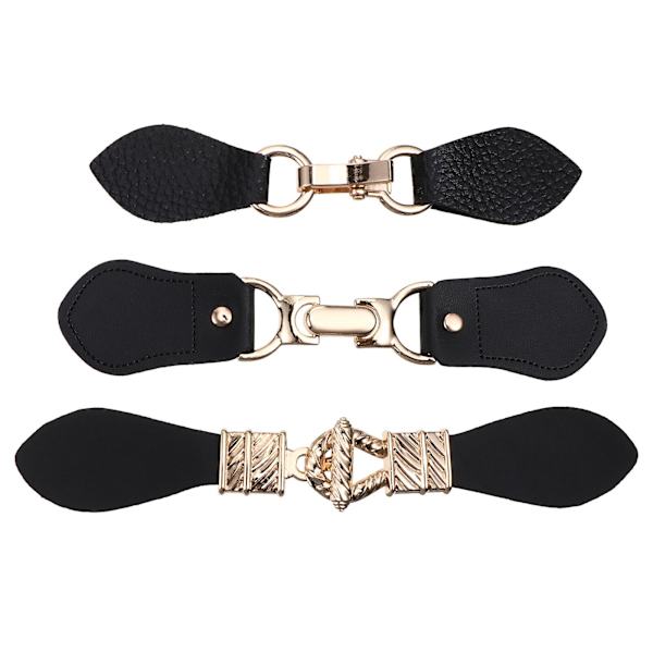 3 stk. Tøj Hækler Spænder Enkle Frakke Forbindere Vindjakke Metal Spænder Sort 15.5x3.2x0.2cm Black 15.5x3.2x0.2cm