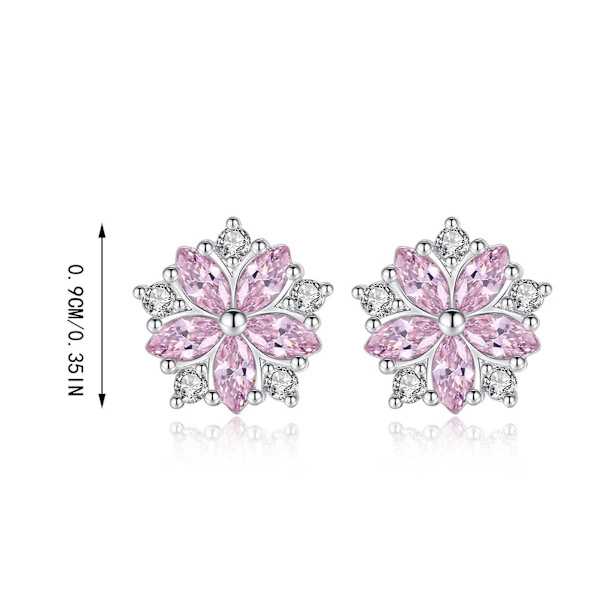 Rosa Zirkon Marquise Blomster Stud Örhängen Trädgårdsdekoration Funky Blinkande Te Party Boho Båge MåneA
