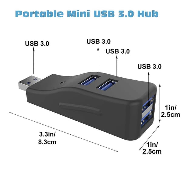 USB 3.0-hub, bærbar 4-ports USB-splitter, høyhastighets-splitter
