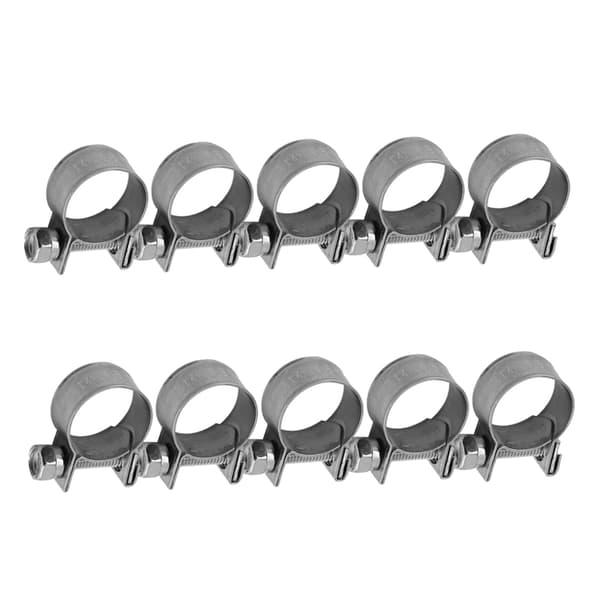 Mini drivstoffslangeklemme i rustfritt stål 10 stk 6 mm til 20 mm