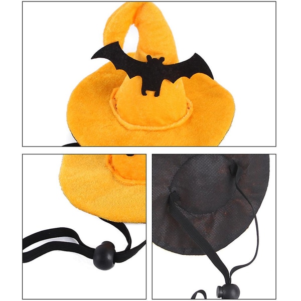 Halloween-heks hat og halskæde til kæledyr - troldmandshue til hund - showkostume - gaveM
