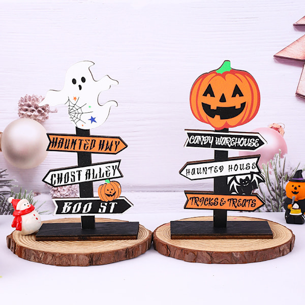 2 kpl Halloween-koristeiden setti - Puupumppujen kirjaimet, puun haamu-teline, pumppujen taikamaskin ovikoukku ja riipuskoristeet