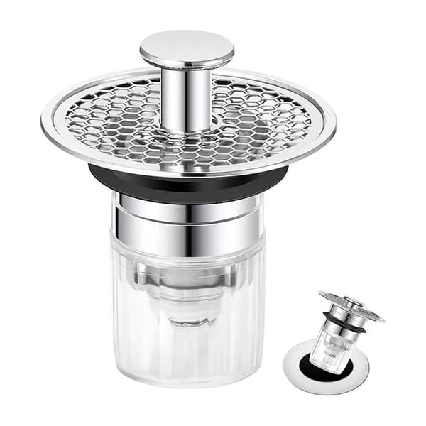 Universal Pop-Up Vaskepropp - Dobbelt Beskyttelsessystem: Anti-Lukt og Anti-Tilstoppelse - Passer 32-42mm