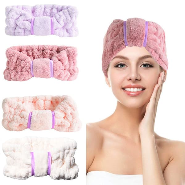 (Rosa Röd/Lila) 2-pack Mikrofiber Hudvård Spa Hårband Ansikte