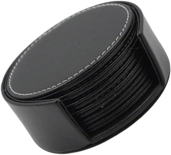 Modern Coaster Set 6 PU Leather Coasters Mug Holder Stain Resistant Easy to Clean for Coffee Table