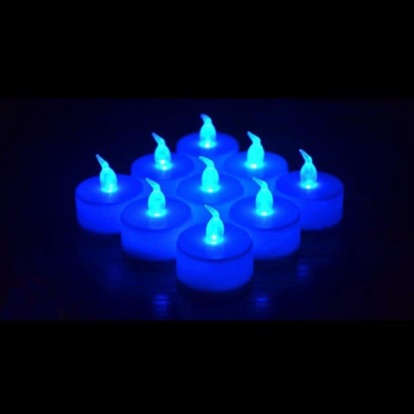 Flammeløse LED telys stearinlys - pakke med 24 flimrende batteridrevne falske lys - bryllup, fest, juledekorasjon (blå - 24 stk)