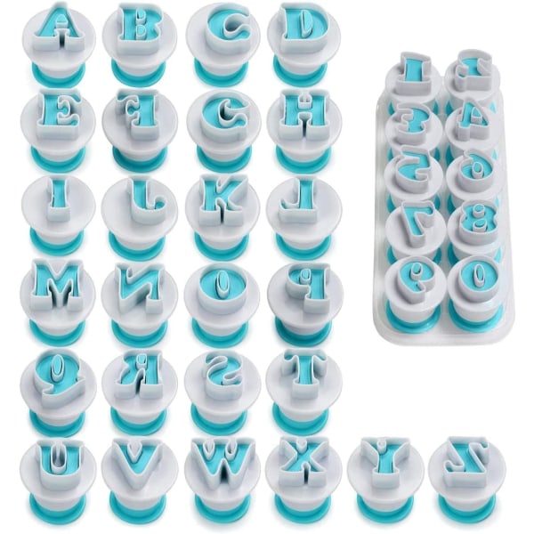 Pack of 36 Alphabet & Numbers Cake Mold, 26 Upper Case Letter Shape Mold and 10 Numbers Cake Mold for Cookie Biscuit Cake Sugar Chocolate