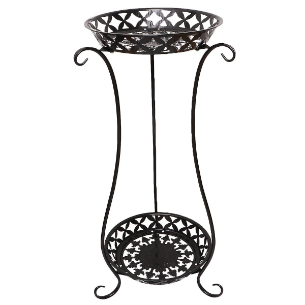 Wrought Iron Flowerpot Rack Double Layer Plant Pot Stand Decorative Flower Pot Vase Shape Shelf For