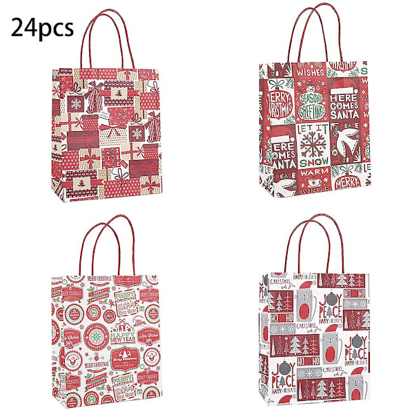 24 Pak Papir Julegaveposer Assorteret/Jul/Ferieemballage Multi