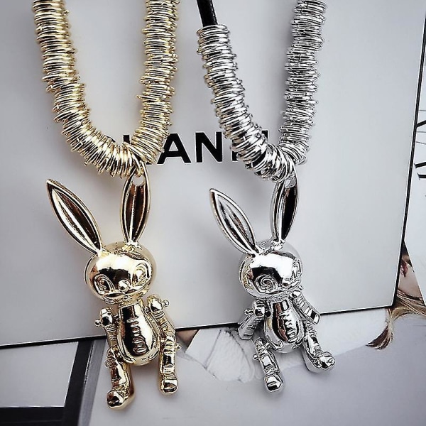 Heavy Industry Sweater Chain Long Rabbit Metal Halsband Gifts For HerSilver