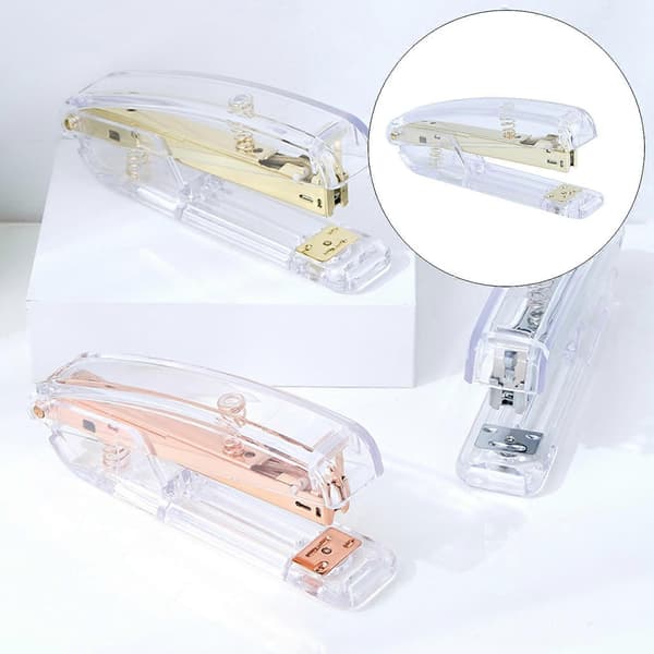 6x Clear Acrylic Stapler, Spring-Powered Office Supplies for School Office Student 4 Pcs 4 Pcs