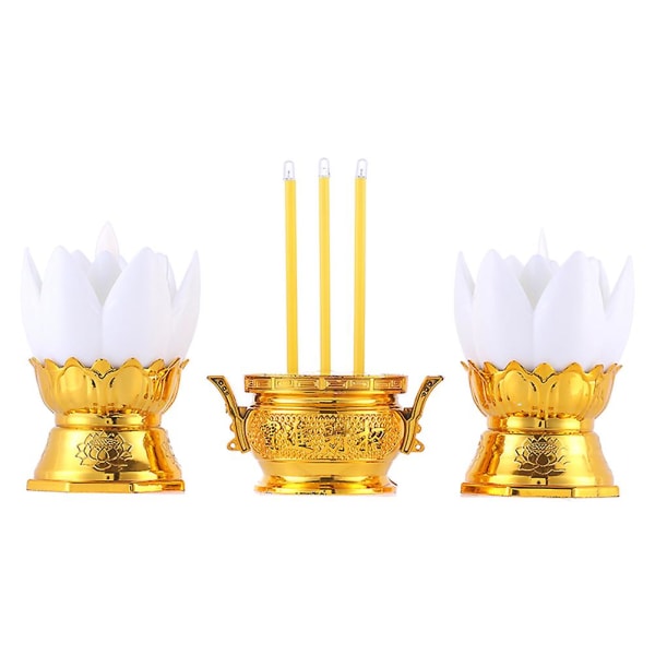 Tilspidsede lysestager buddhistiske elektriske røgelsespinde lyslamper holder Røgelsebrænder Light Votive White 6.5X6.5X16CM