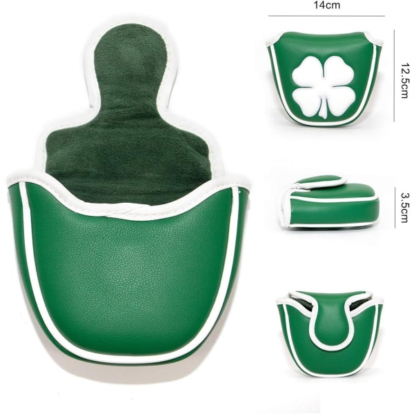 Grön vit Shamrock Golf Headcover Head Covers Magnetisk Mallet Putter Club Cover Protector Syntetiskt läder välgjord för Odyssey