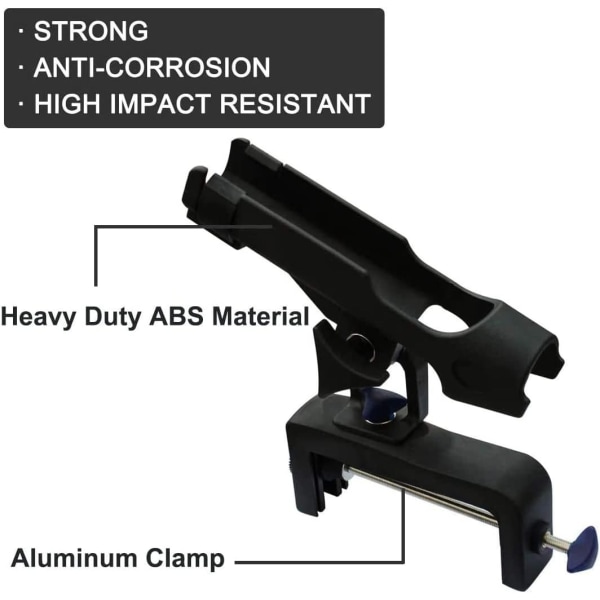Fiskestavholder, 360 Grader Justerbar Båtfiskestavholder med 14cm Åpningsklemme Skipstreng Fiks Fiskestavholder for K