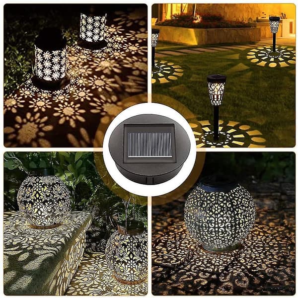 4 stk LED-solcellelamper, solcellelamper, LED-solcellepanel lyktlokk for utendørs hengende hage lykt Qyroa