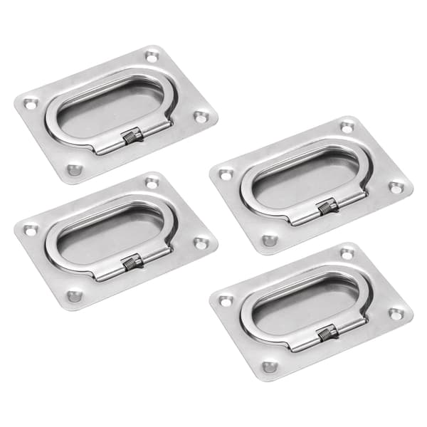 4 Stainless Steel 316 Square Boat Lift Canopy Handle Flush Ring Pull Deck