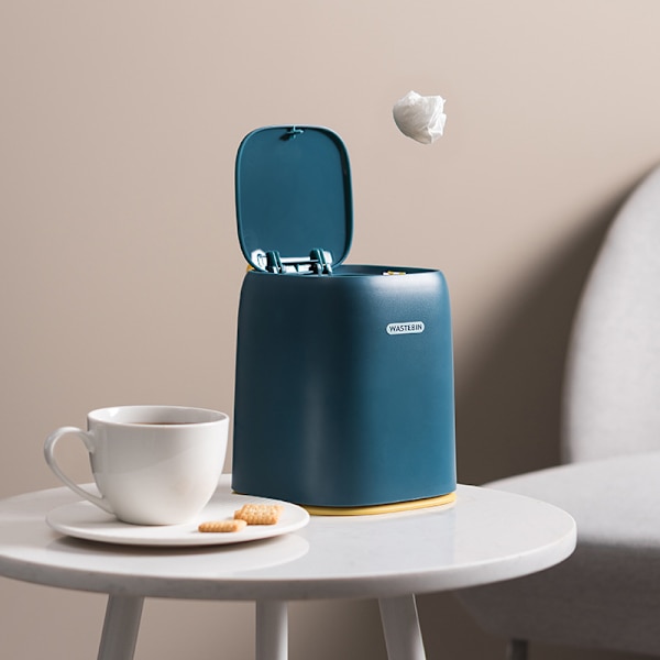 Mini Soptunna för Bänkskivan, Avfallskorg med Trycklock, Avfallskorg Dispensare, Minibehållare för Kaffebord, B