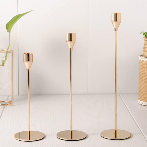 3 Lysestage Lysestage Guld Moderne Stående Lysestage af