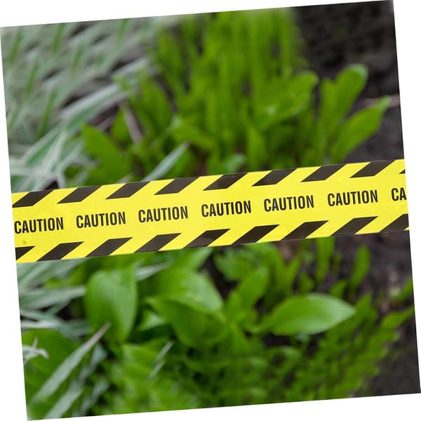 Yellow Warning Tape with Black Text, Industrial Strength Adhesive, Bopp Material