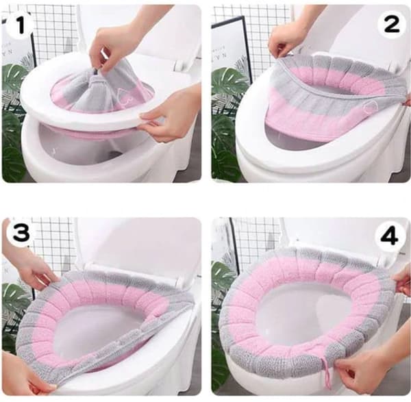 Toalettsitsöverdrag 4-pack – Varmt stretchmaterial, universal, tvättbart