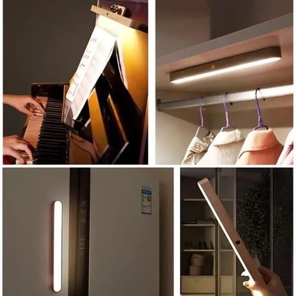 Dimmable LED Wooden Wall Lamp with Touch Switch and Battery, 360° Rotating Night Light
