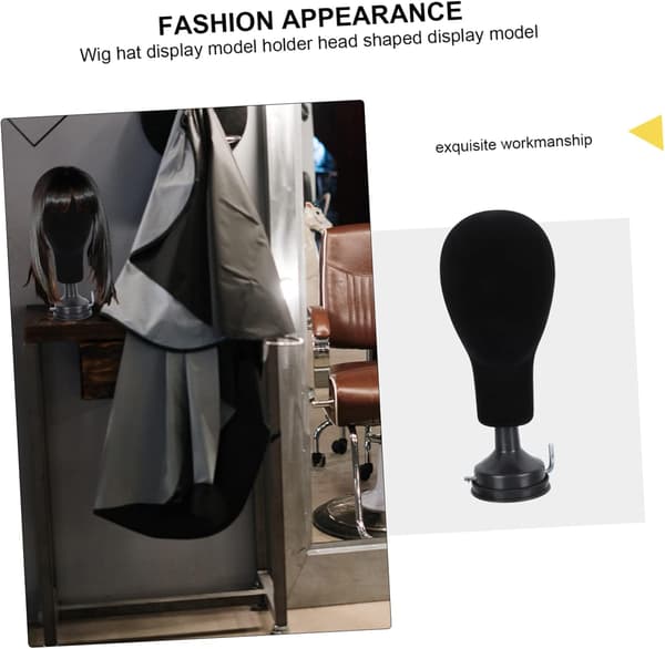 Wig Display Model Black Desktop Head-Shaped Form Smooth Surface Hat Display Holder for Home and Salon Use