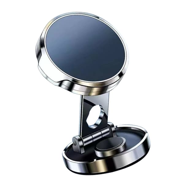 Foldable Magnetic Car Phone Holder 360 Degree Rotating Dashboard Mount Silver