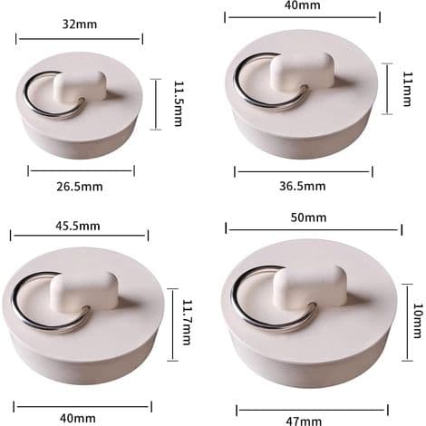 Delar gummi diskproppar med hängande ring köksavloppsproppar diskproppar badproppar för kök, badrum, badkar, diskho, handfat (4 storlekar)