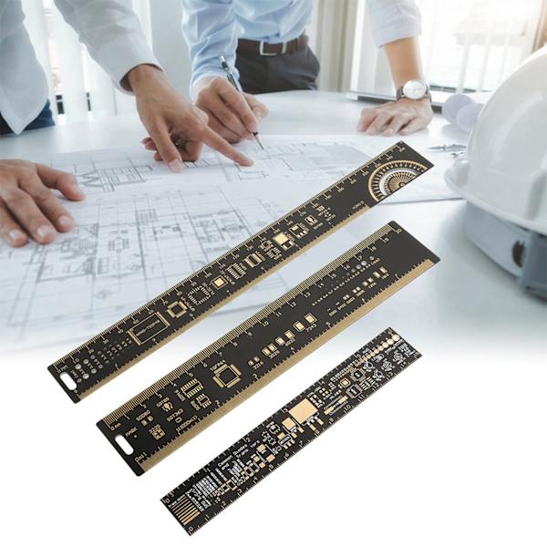 Multifunktionel PCB Lineal Sæt 3 Dele 16 20 26 cm