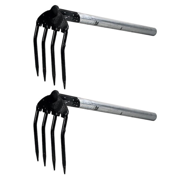 2 stk. Have Rivejern Jordløsningsværktøjer Havehåndværktøjer Jordnødgravejern Sort 40x19cm Black 40x19cm