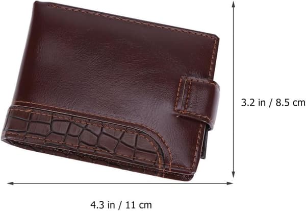 Herre Bi-fold Tegnebog med Magnetiske Trykknapper, PU Læder Kaffe