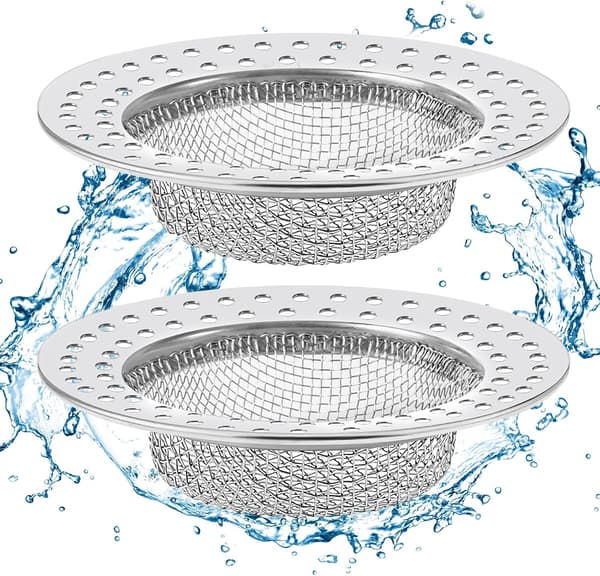 Vaskfilter, 2 ST Køkkenvask-si, Rustfrit Stål Køkkenvask-prop, Udvendig diameter 7,8 cm, Anti-tilstopning, Sølv