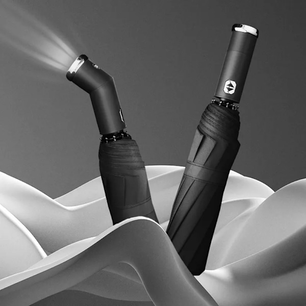 Foldbar Paraply, Inverted Paraply Vindtæt Stærk, Automatisk Åben/Luk, Anti-UV, Kompakt, Bærbar Rejseparaply med Refleks