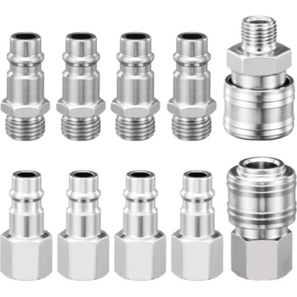 1/4\" BSP Pneumatic Quick Coupling - 10-pack - Galvanized Steel - Quick Connect for Pneumatic Tools
