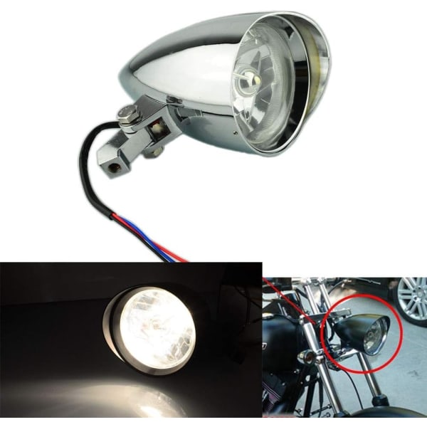Hodelys Aluminium Visir Kule Lyskasterlampe Passer til Harley Motorcycle Bike Custom Application (Chrome)