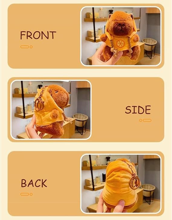 Cute Capybara Plush Keychain Pendant, Cartoon Doll Keychain - Orange Orange Orange