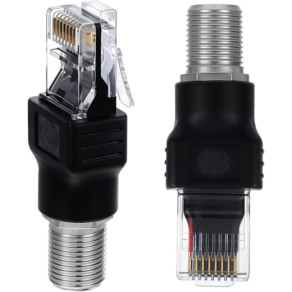 2 STK F-Type Hun til RJ45 Sort