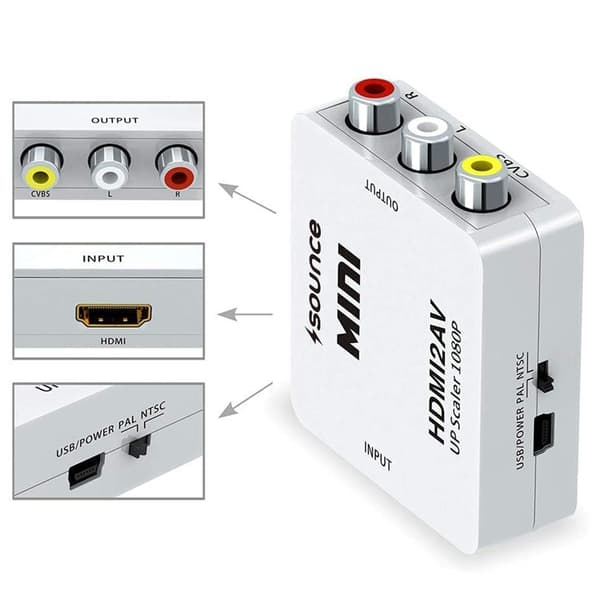 HDMI til AV/RCA 1080P Signalkonverter Universal