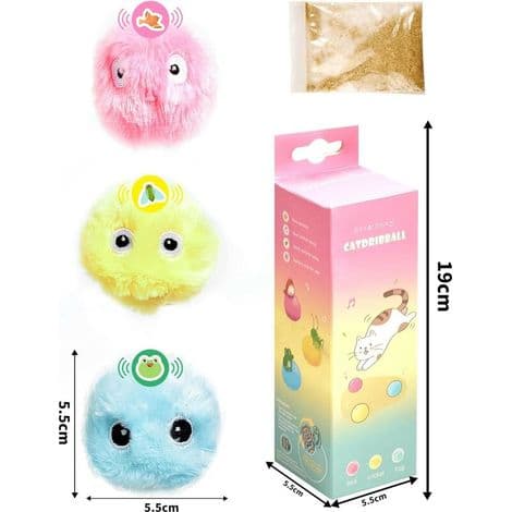 Interactive Cat Toy Ball - 3 Smart Balls - Realistic Interactive Ball Toy with 3 Sounds