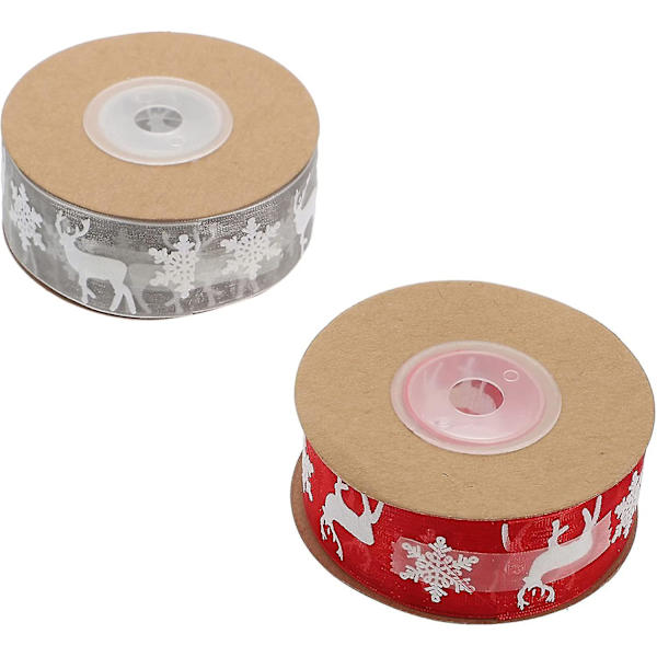 Inslagningsband Rulle: DIY Julgåva Inslagningsband Med Älg Rensa Snöflinga Tryck Vinter Semester Inslagning Förpackningsmaterial (röd Grå) (2 st)