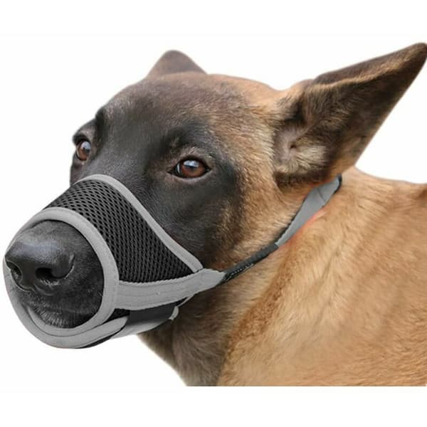 Dog Muzzle, Soft Nylon Dog Muzzle, Anti-Bark and Chew, with Breathable Mesh, Adjustable Buckle, S, Grey