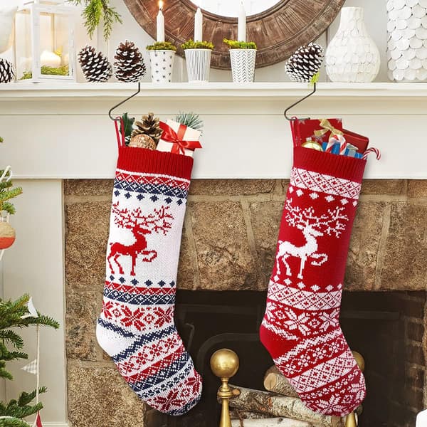 Knitted 18 \" Christmas Stocking for Adults Children, Large Personalized