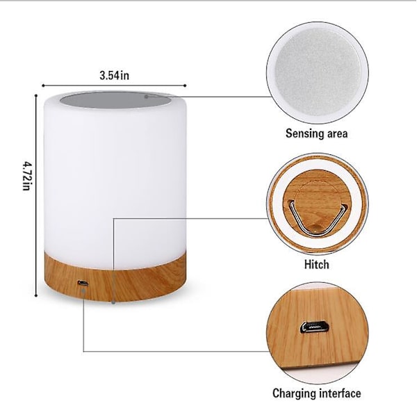LED Sänglampa, Dimbar Atmosfärisk Bordlampa För Sovrum Vardagsrum, 16 Färger Bärbar Nattlampa Med Varmvitt Ljus Och Färgbyte