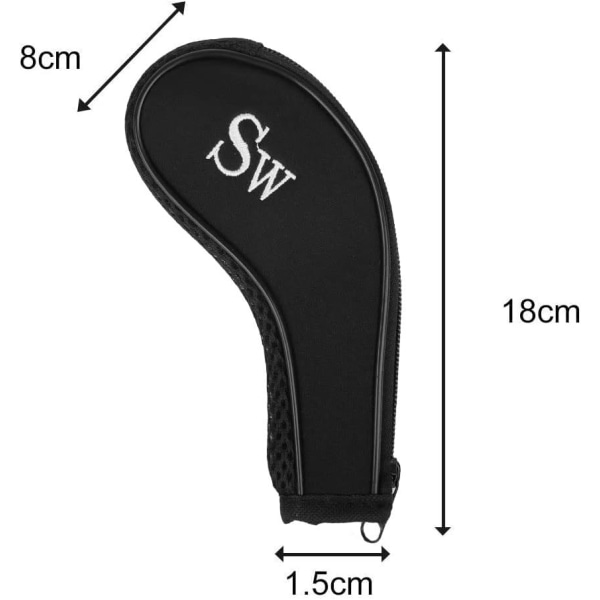 Svart - 12 st Golfhuvudskydd Golfklubbskydd med Golfhuvudskydd, Lång Hals Nummertryck och 1 Golfklubbsborste