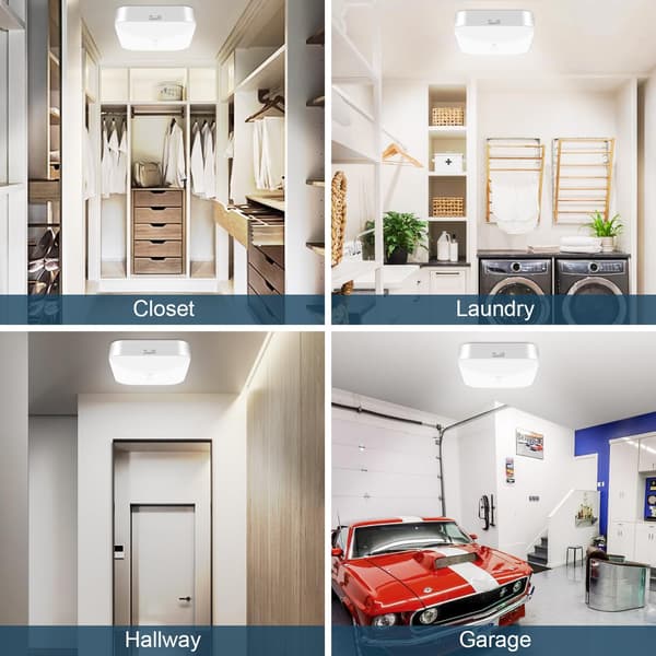 Rechargeable Motion Sensor Closet Light, Rechargeable Battery Operated Ceiling Light Wireless, 500LM Cordless Motion Activated Lamp, 5000K