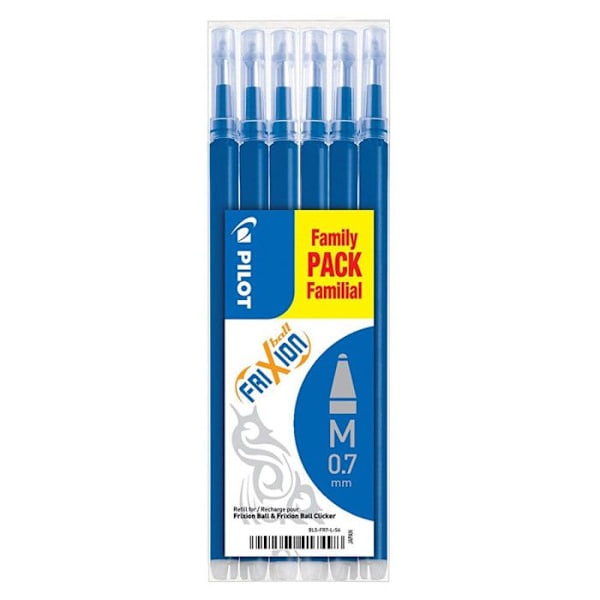 PILOT Set med 6 FRIXION BALL Refiller BLS-FR7 Blå