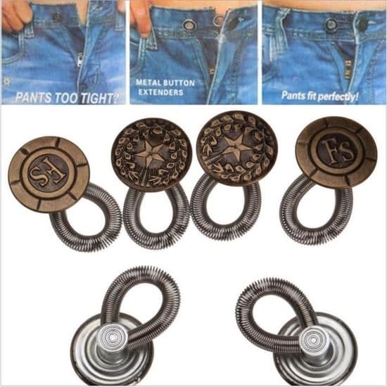Metal Buttons for Trousers, Jeans or Skirts, Extender, Spring
